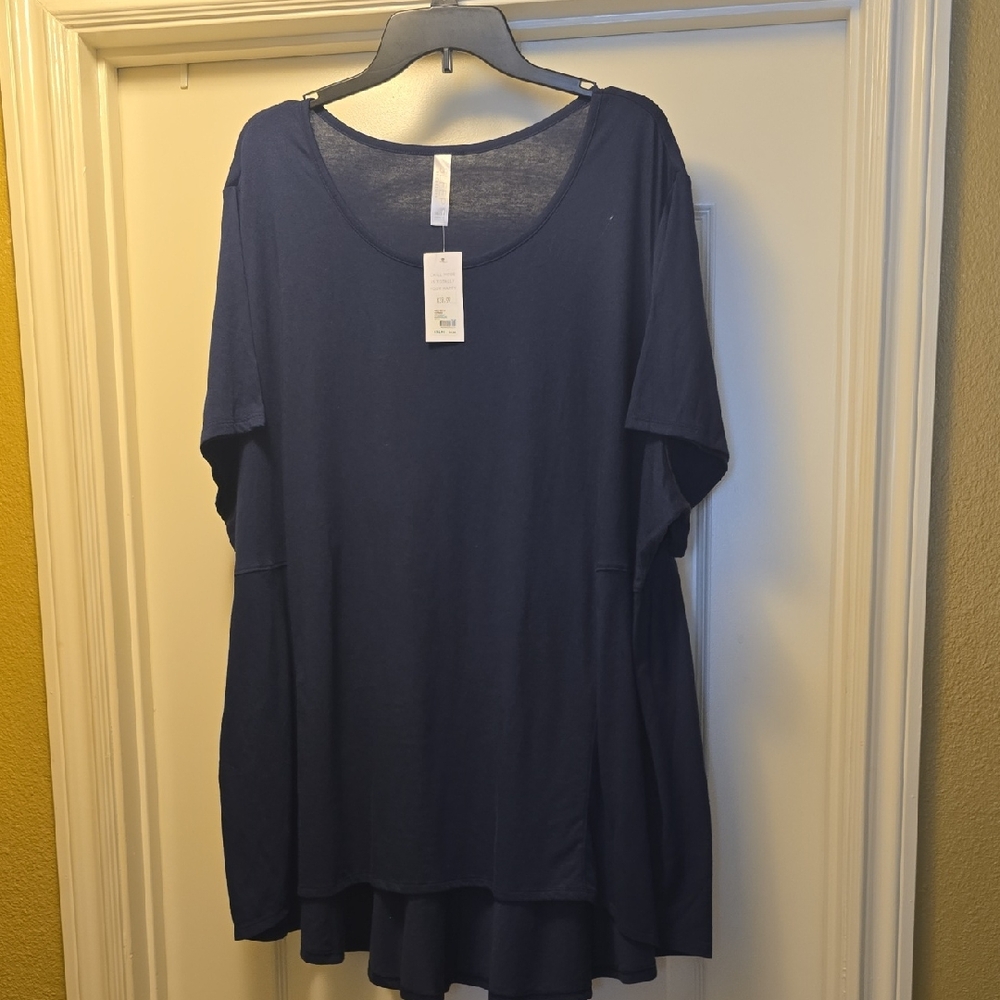 Cacique Navy Scoop Neck Tunic Set
